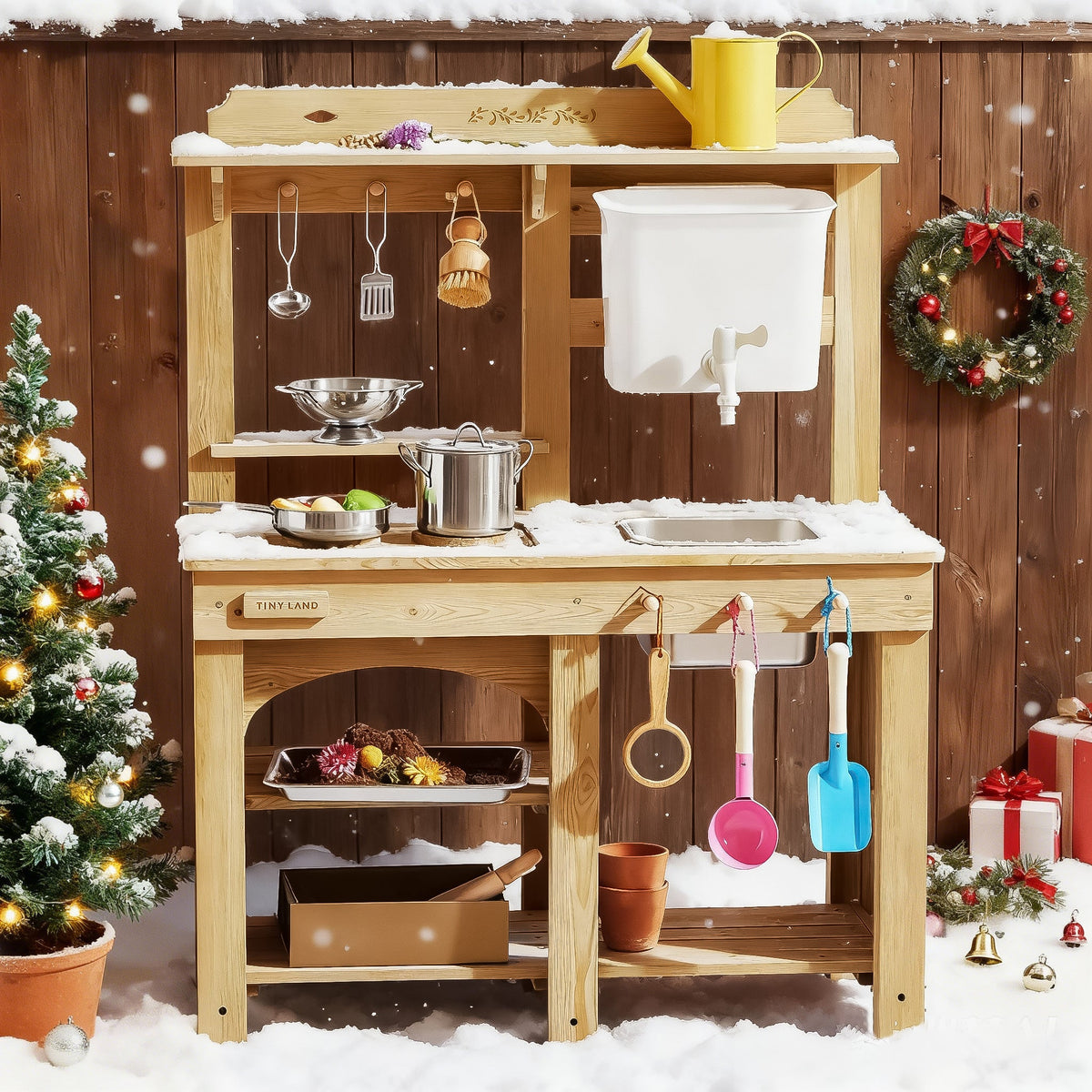 Tiny Land® Mud Kitchen - DuoPlay Outdoor Play Kitchen for Kids