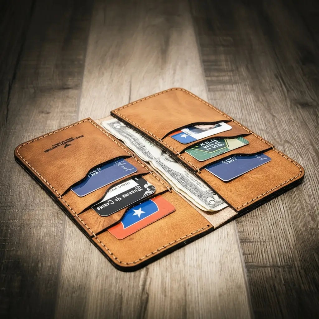 Western Long Wallet — Hand-Tooled, Made in Texas