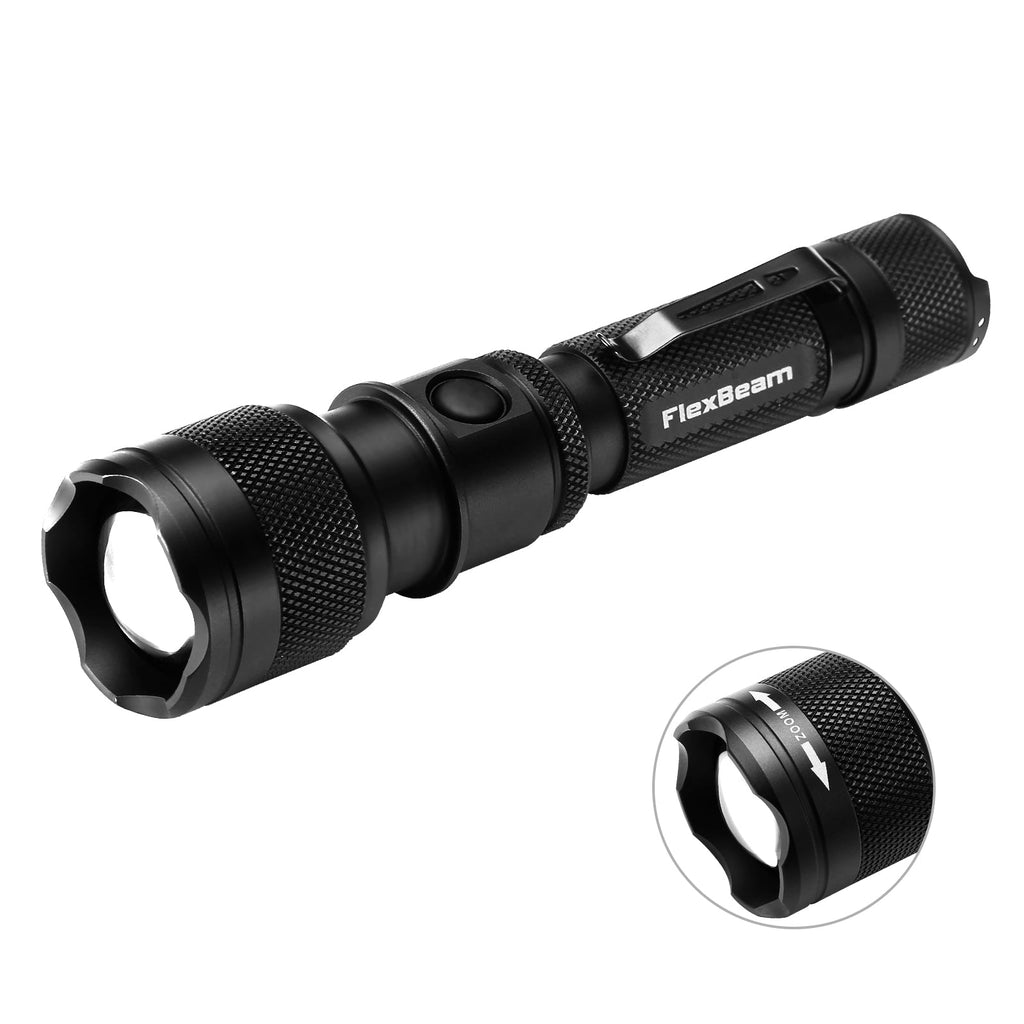 FlexBeam 1200LM Thread-Zoom Hunting Flashlight | 700M Range | Stable on Guns & Bikes