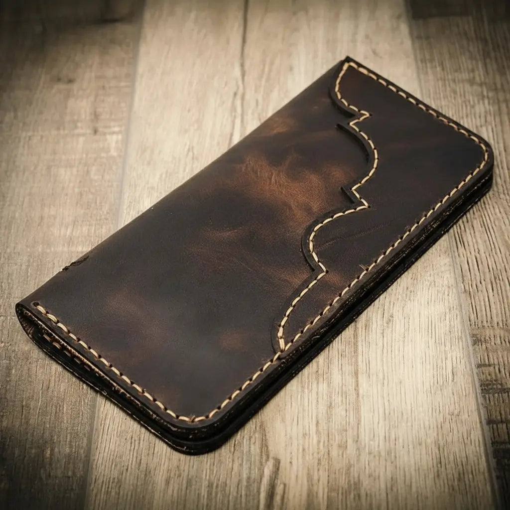 Western Long Wallet — Hand-Tooled, Made in Texas