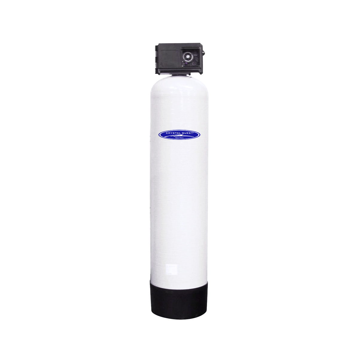 Long white cylindrical filter cartridge with a square black top fitting and a black base.