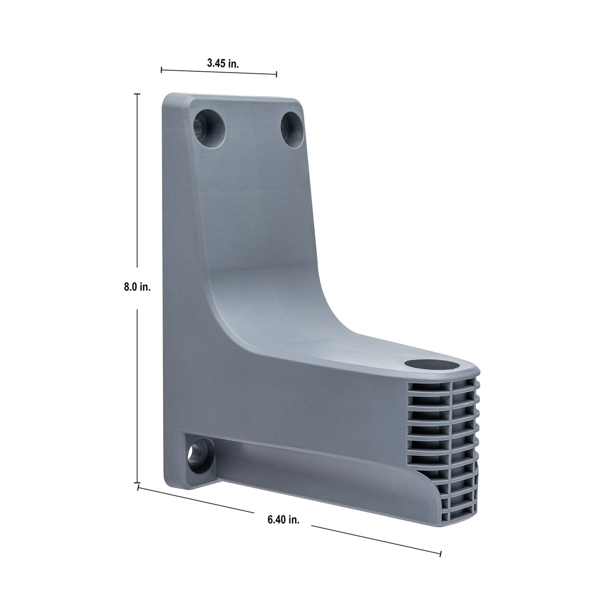 Hose reel wall bracket with dimensions.