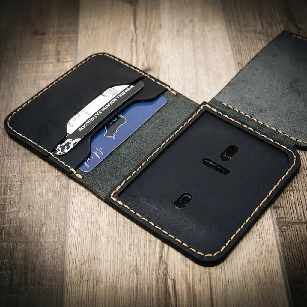 Minimalist Badge Wallet — Half-Inch Slim, Made in Texas