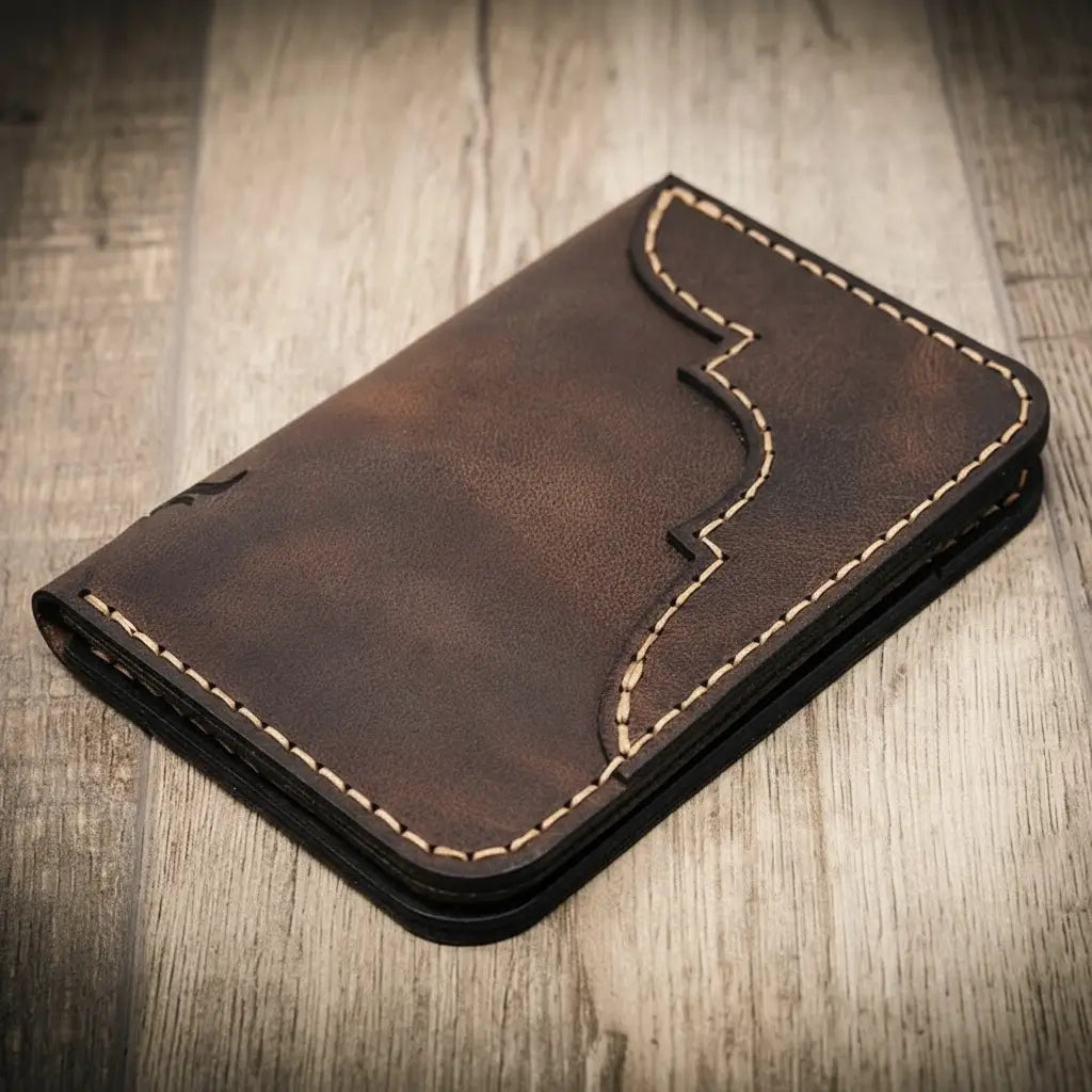 Western Vertical Wallet — Holds 8–12 Cards, USA Made