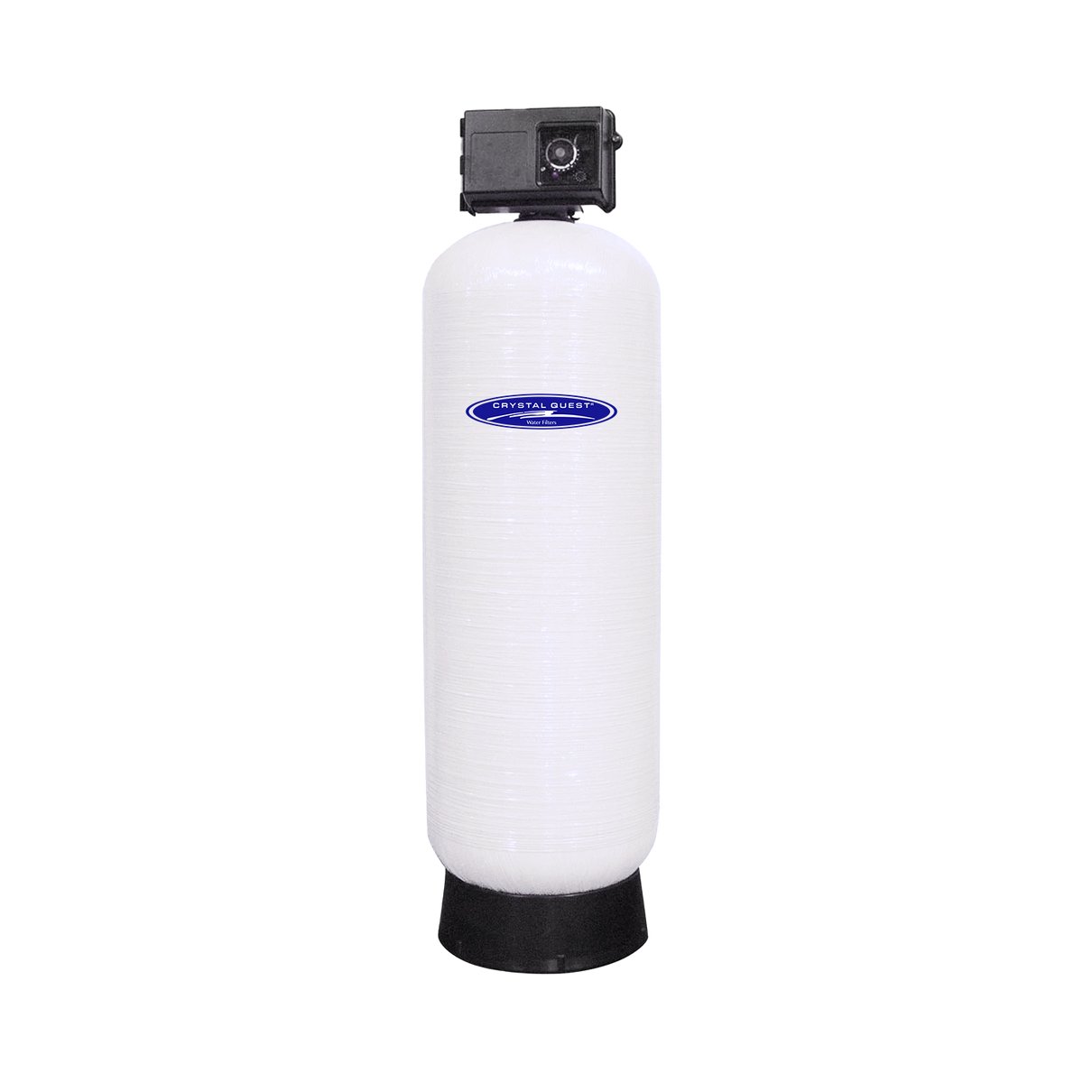 Long white cylindrical filter cartridge with a square black top fitting and a black base.
