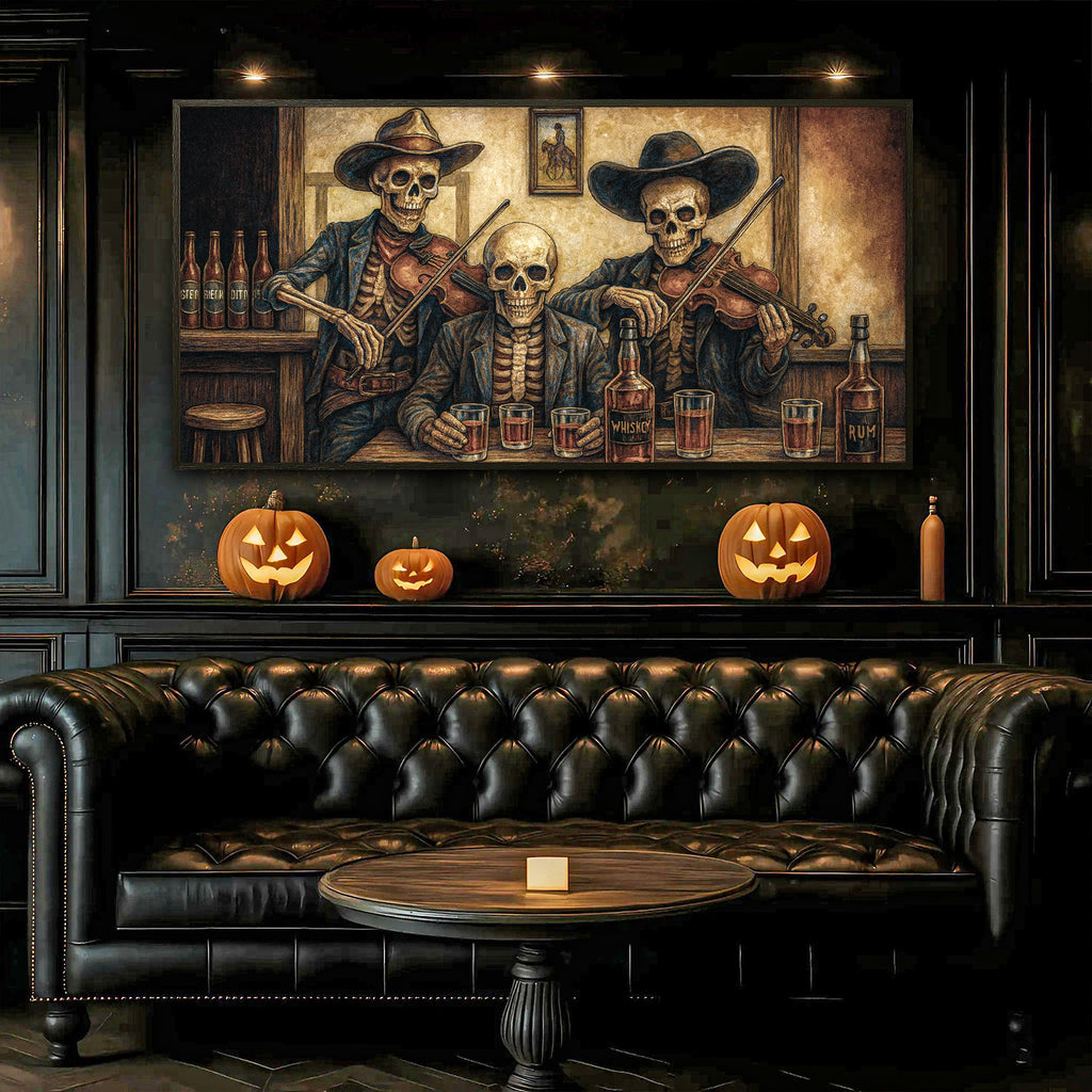 Cowboy Skeletons Western Bar Wall Art