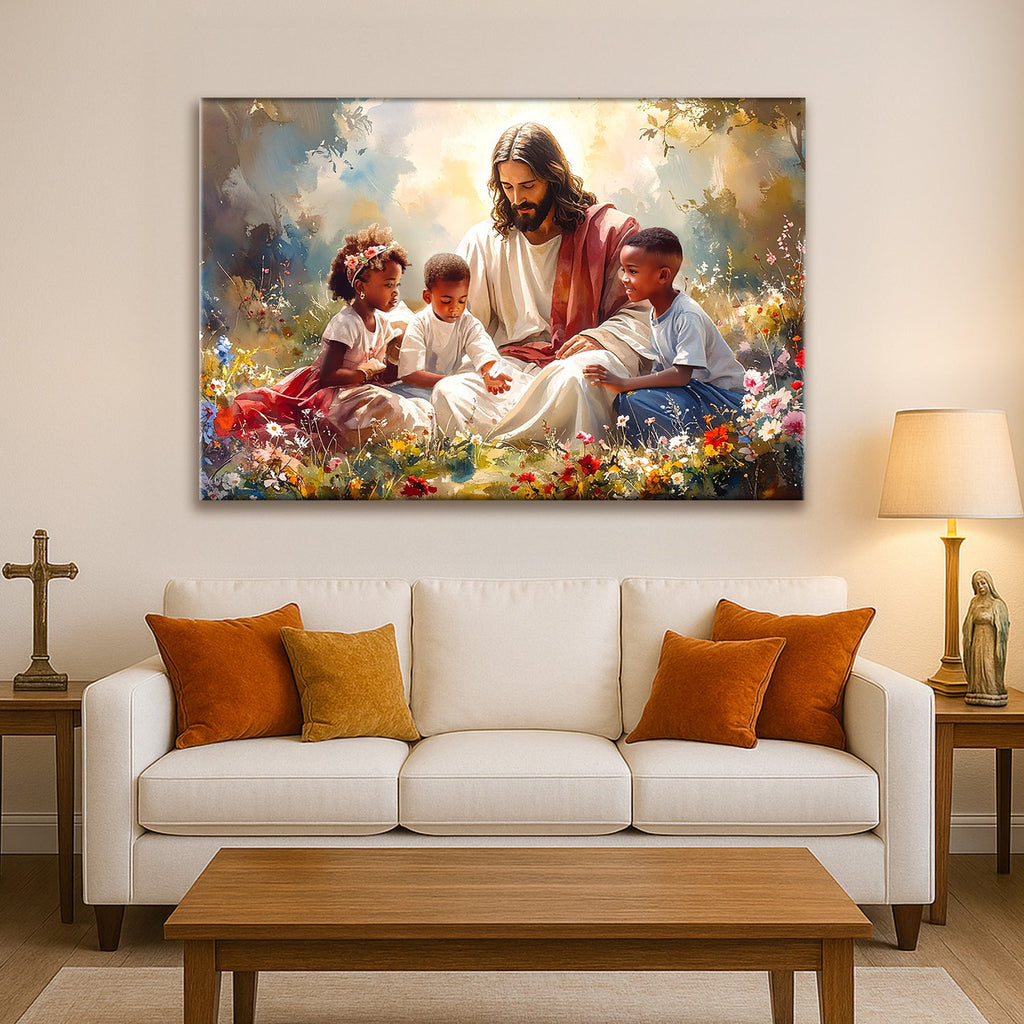 Jesus With Children Faith Wall Art V