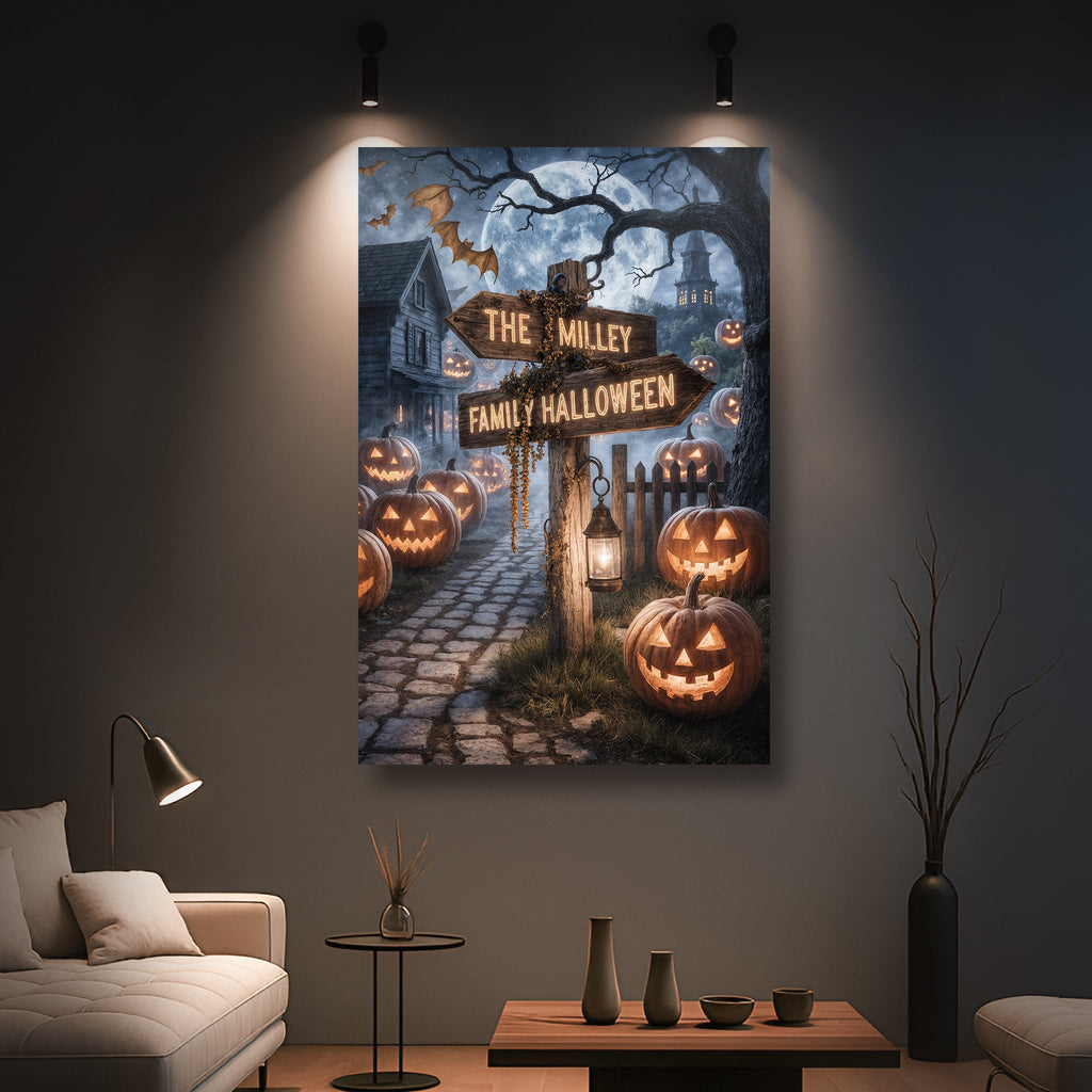 Personalized Family Name Street Sign Halloween Wall Art