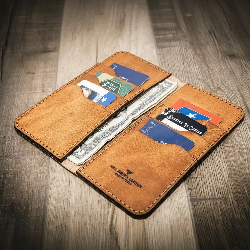 Western Long Wallet — Hand-Tooled, Made in Texas