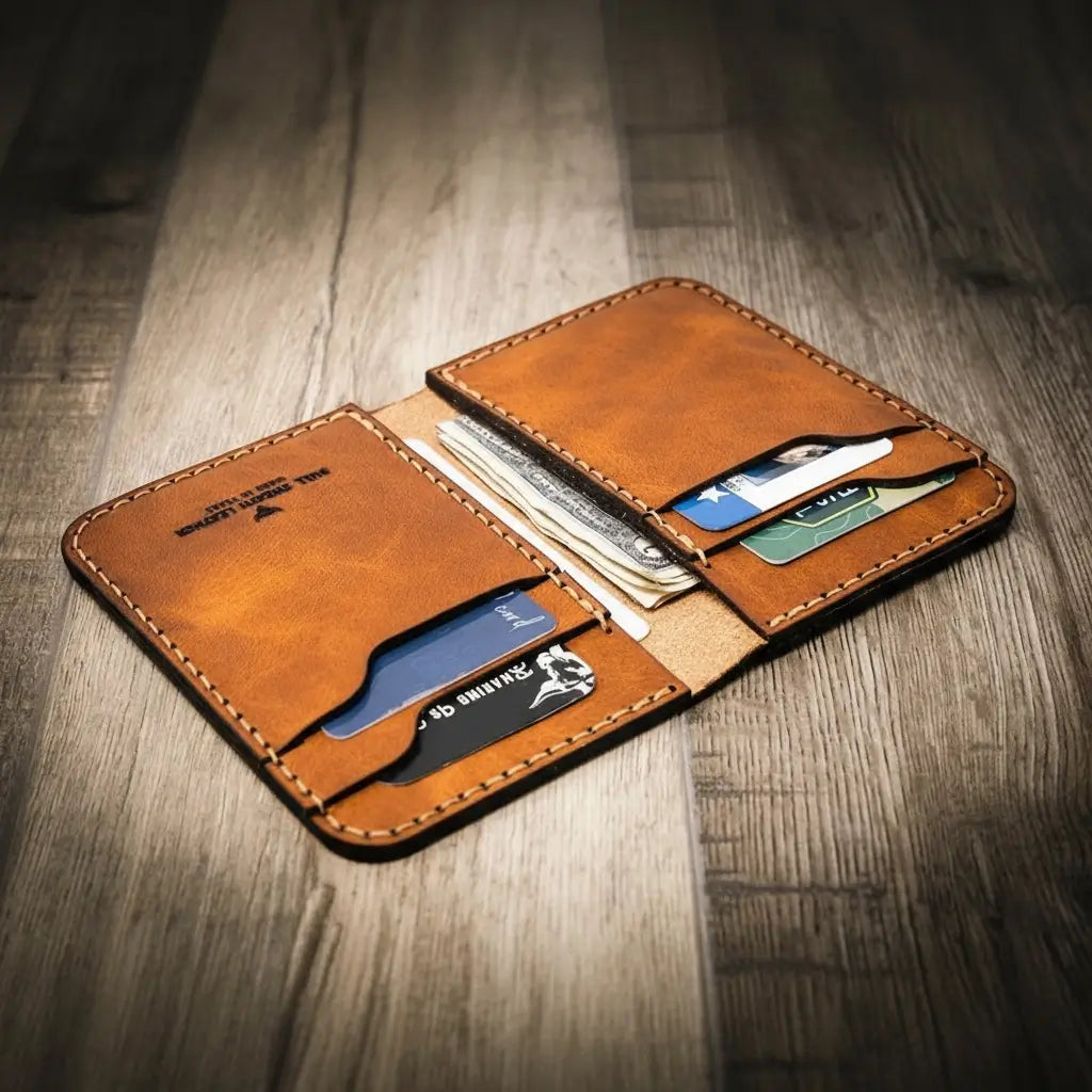 Western Vertical Wallet — Holds 8–12 Cards, USA Made
