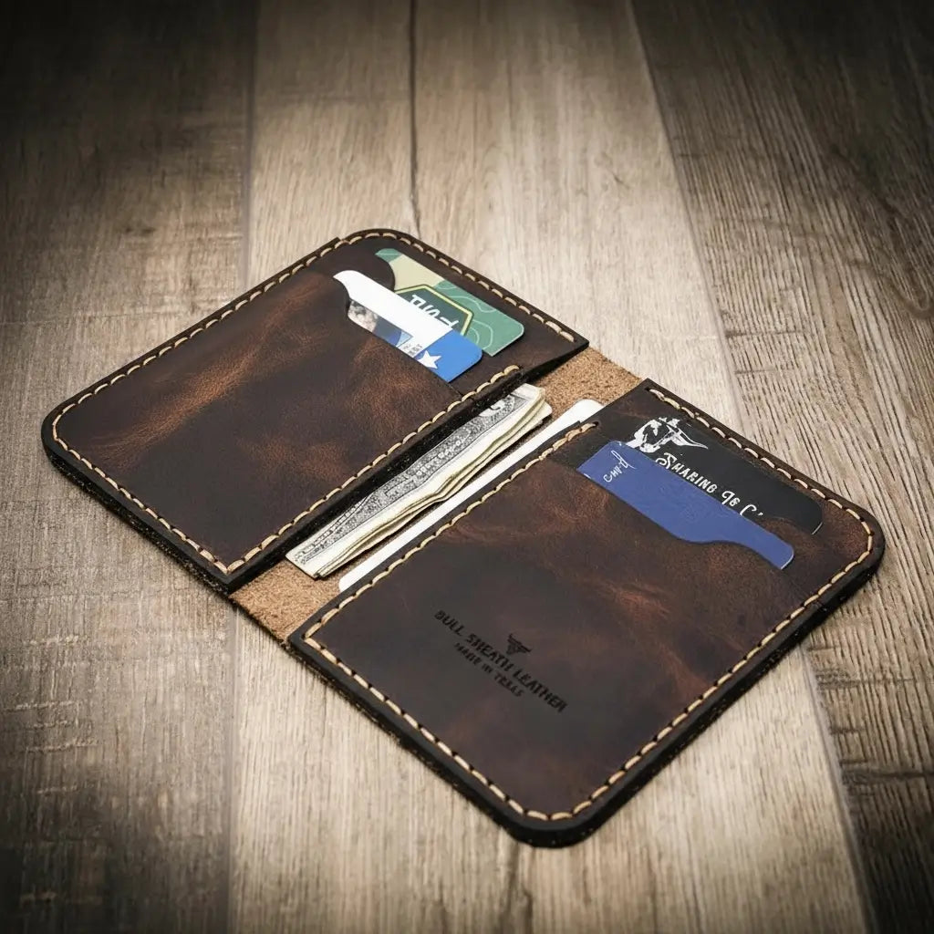 Western Vertical Wallet — Holds 8–12 Cards, USA Made