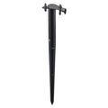 Black irrigation stake with top tubing holder.