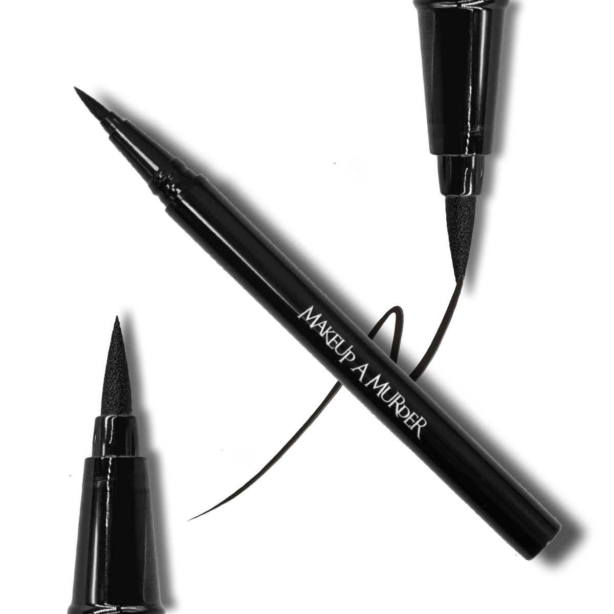 Black eyeliner pens and brush tip.