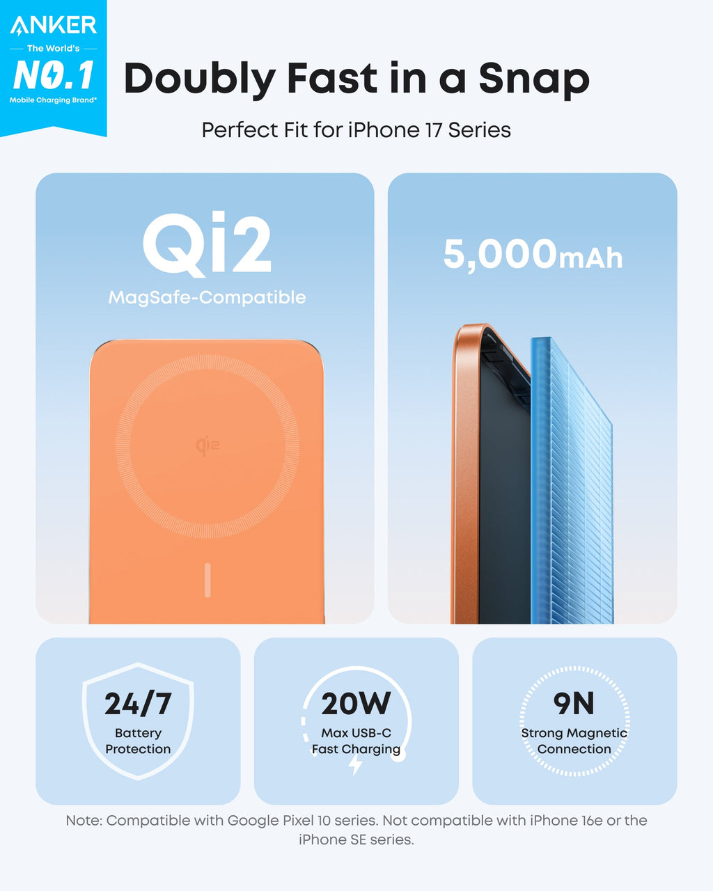 Orange power bank charging speed graphic.