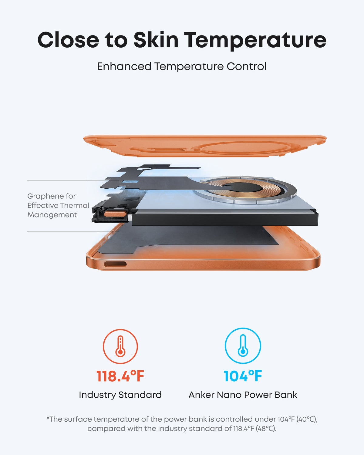 Orange power bank cooling graphic.