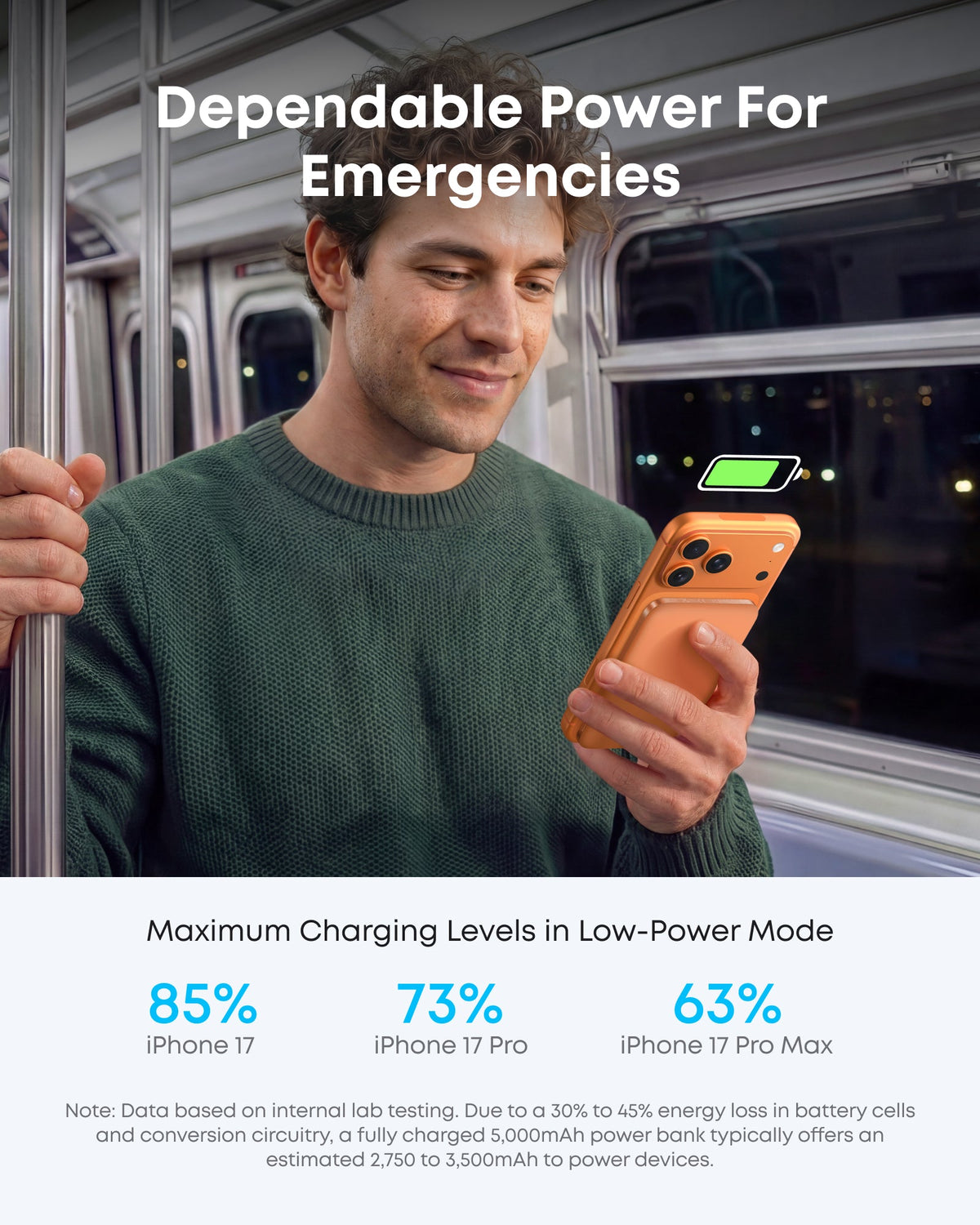 Person using orange power bank.