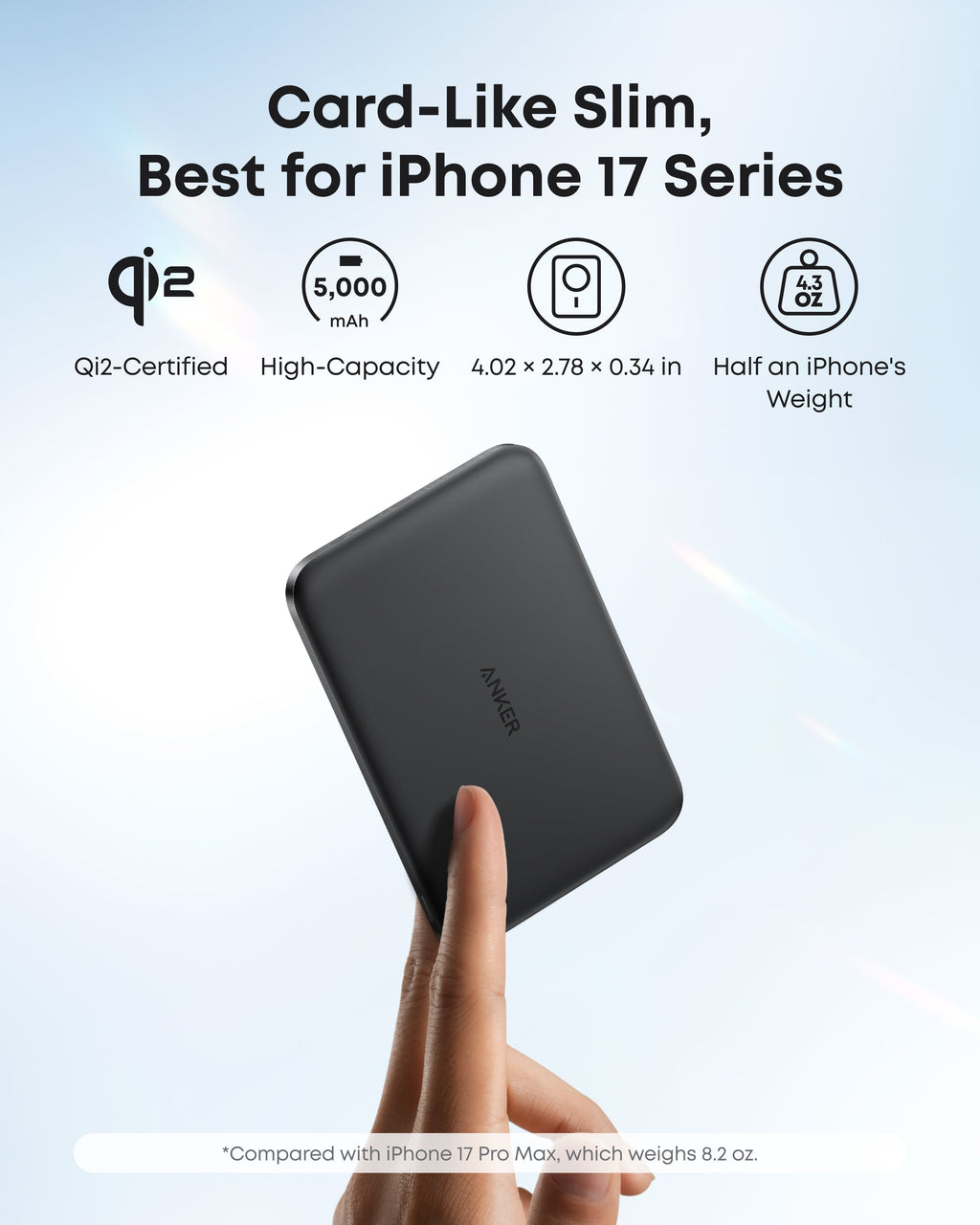 Black power bank slim profile graphic.