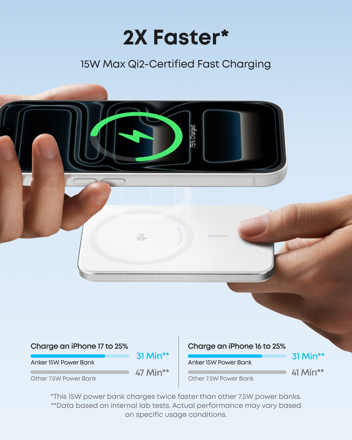 White power bank magnetic attachment graphic.