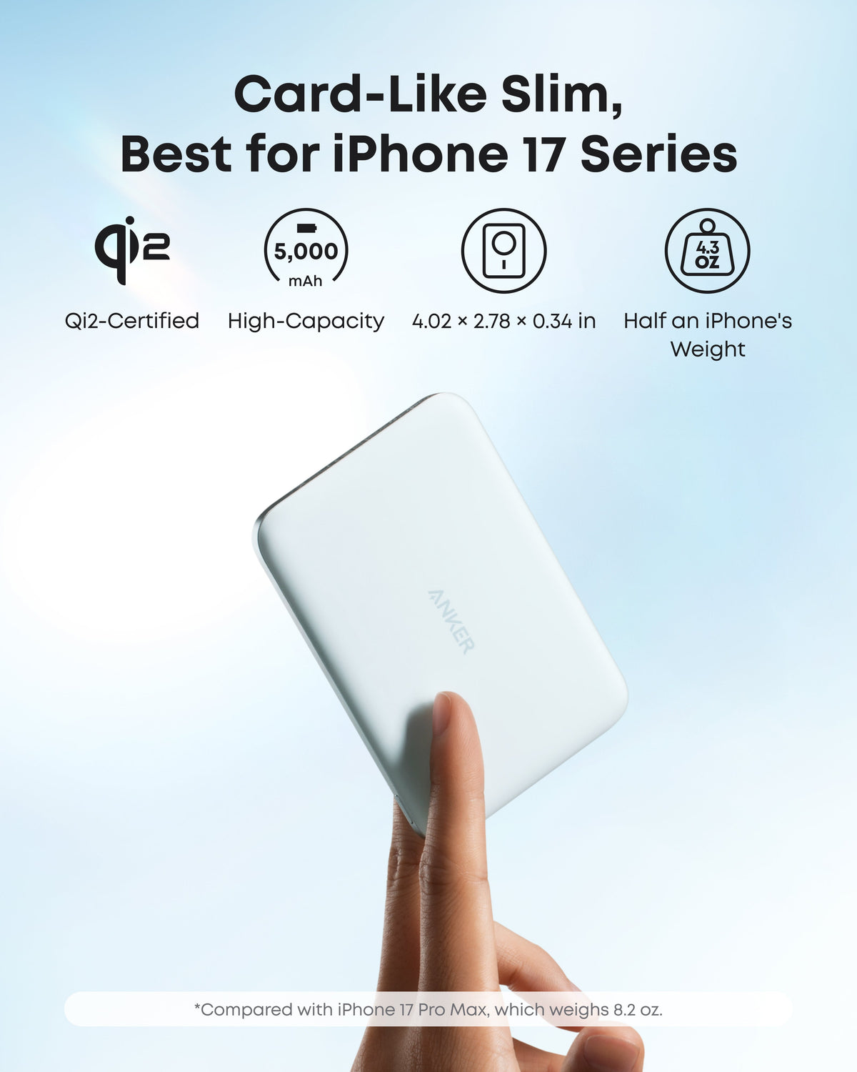 Pale green power bank slim profile graphic.