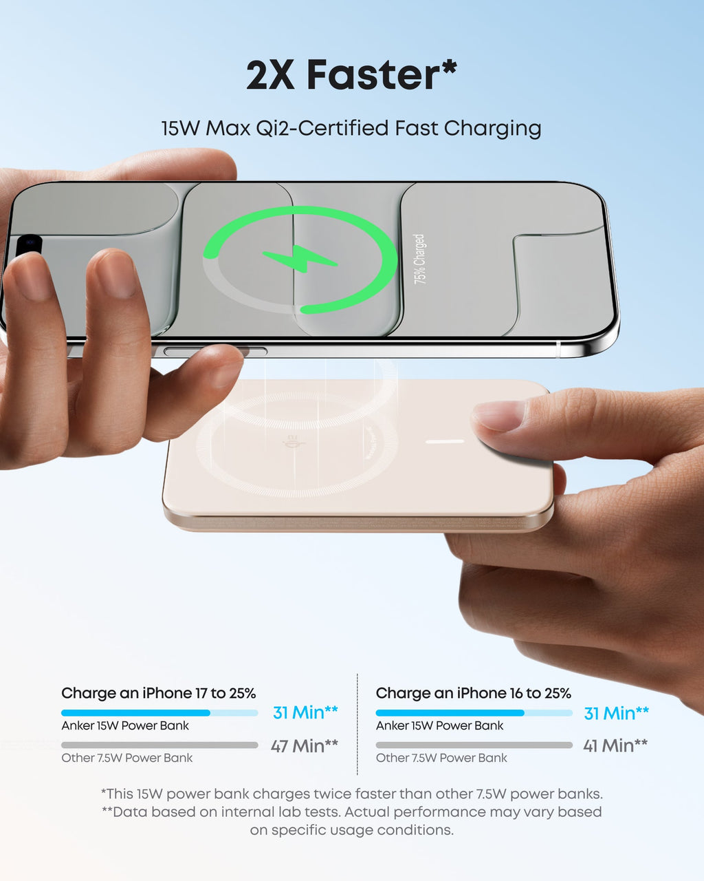 Peach power bank magnetic attachment graphic.