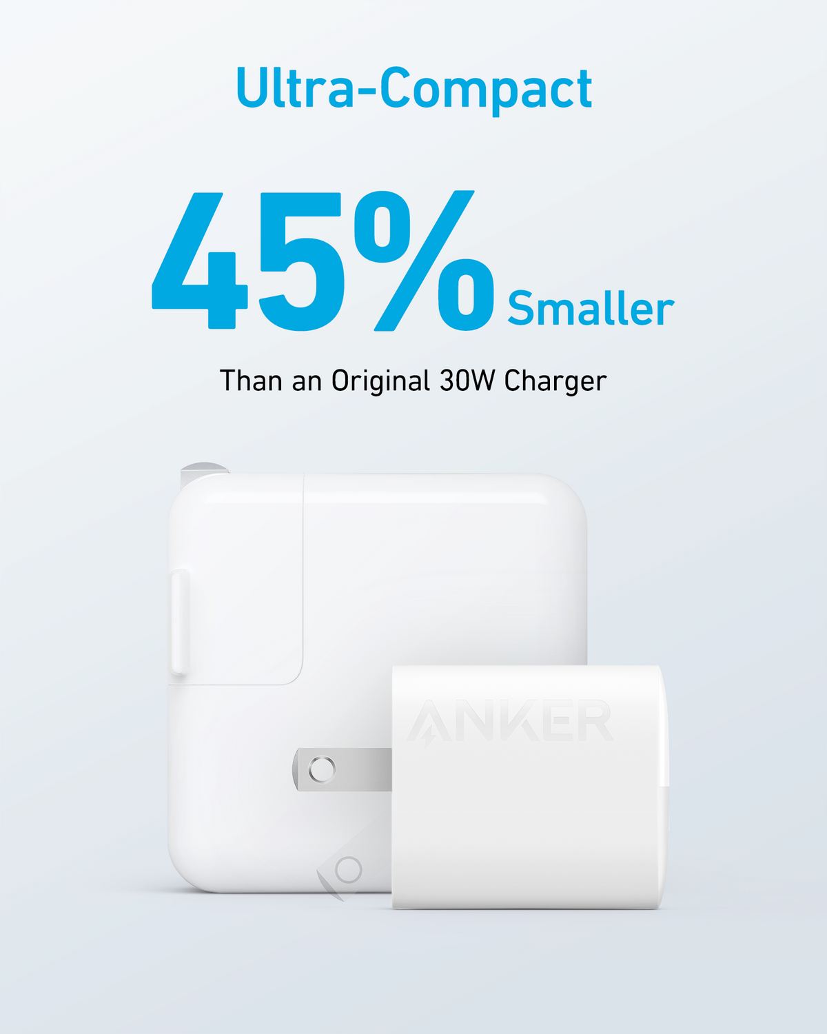 White wall charger size comparison.