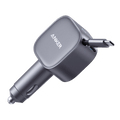 Gray car charger on green background.
