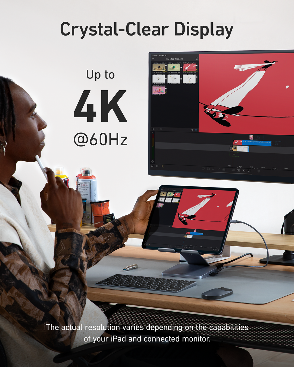 Tablet hub 4K display graphic.
