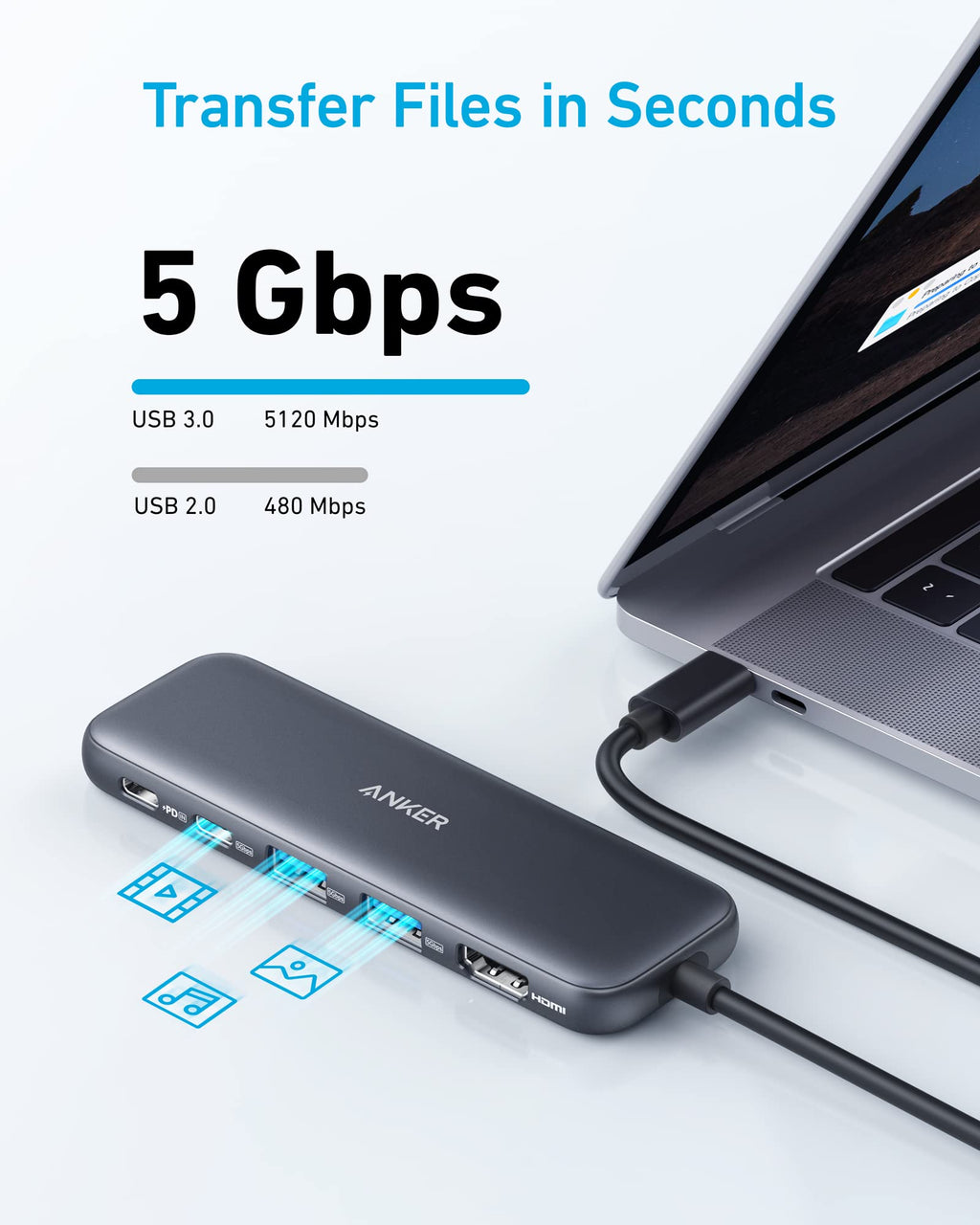 Computer hub file transfer graphic.