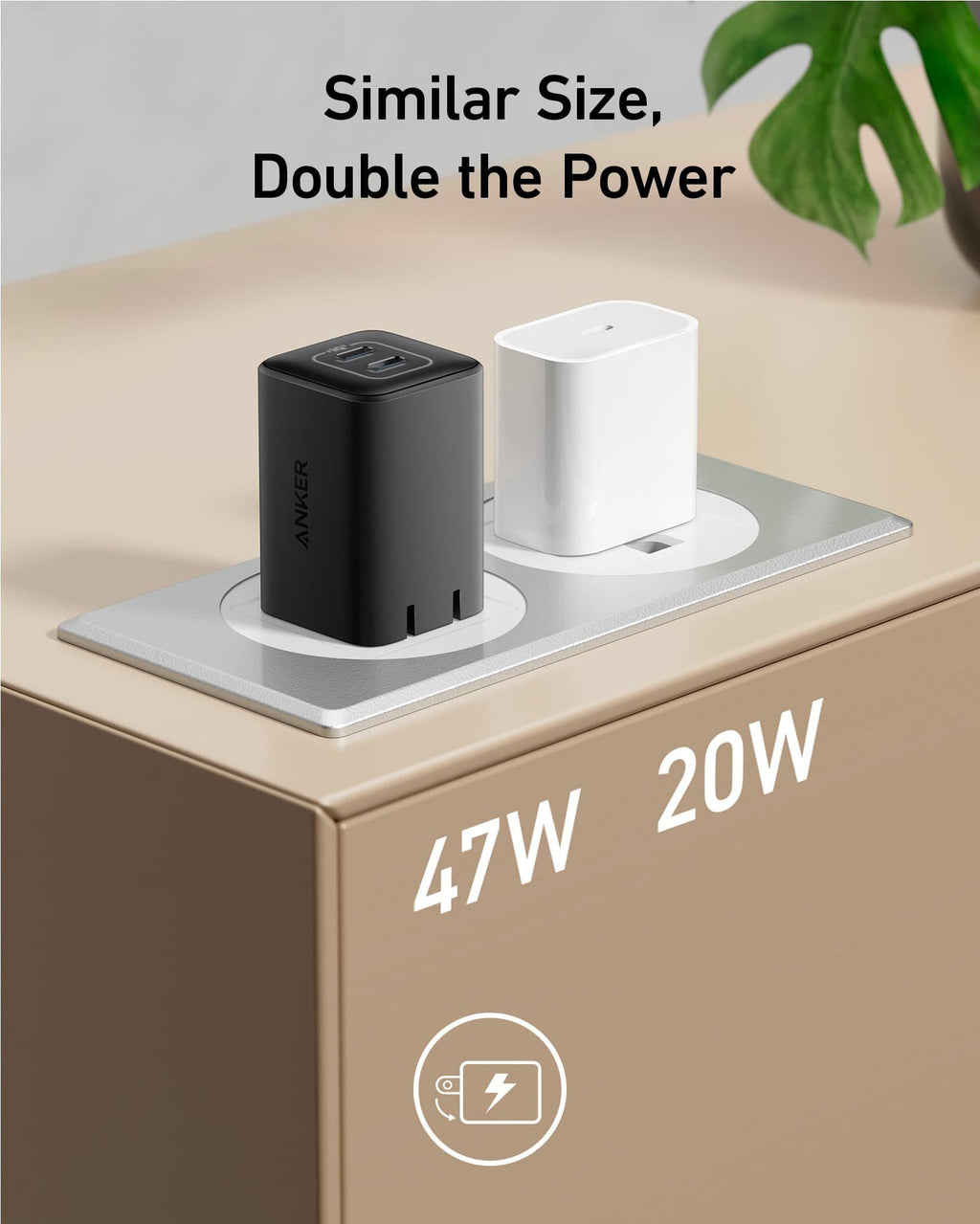 Black wall charger size comparison.