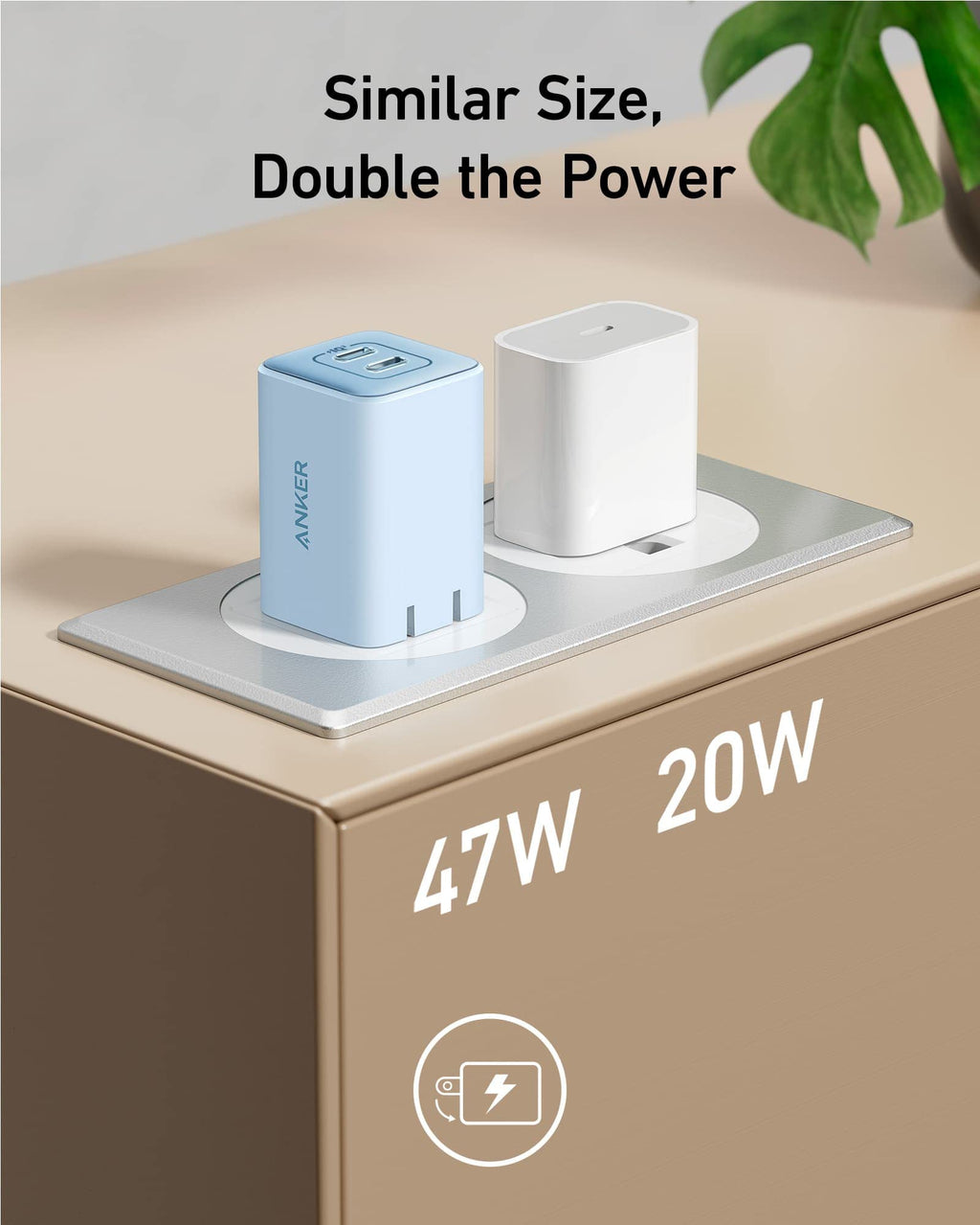 Blue wall charger size comparison.