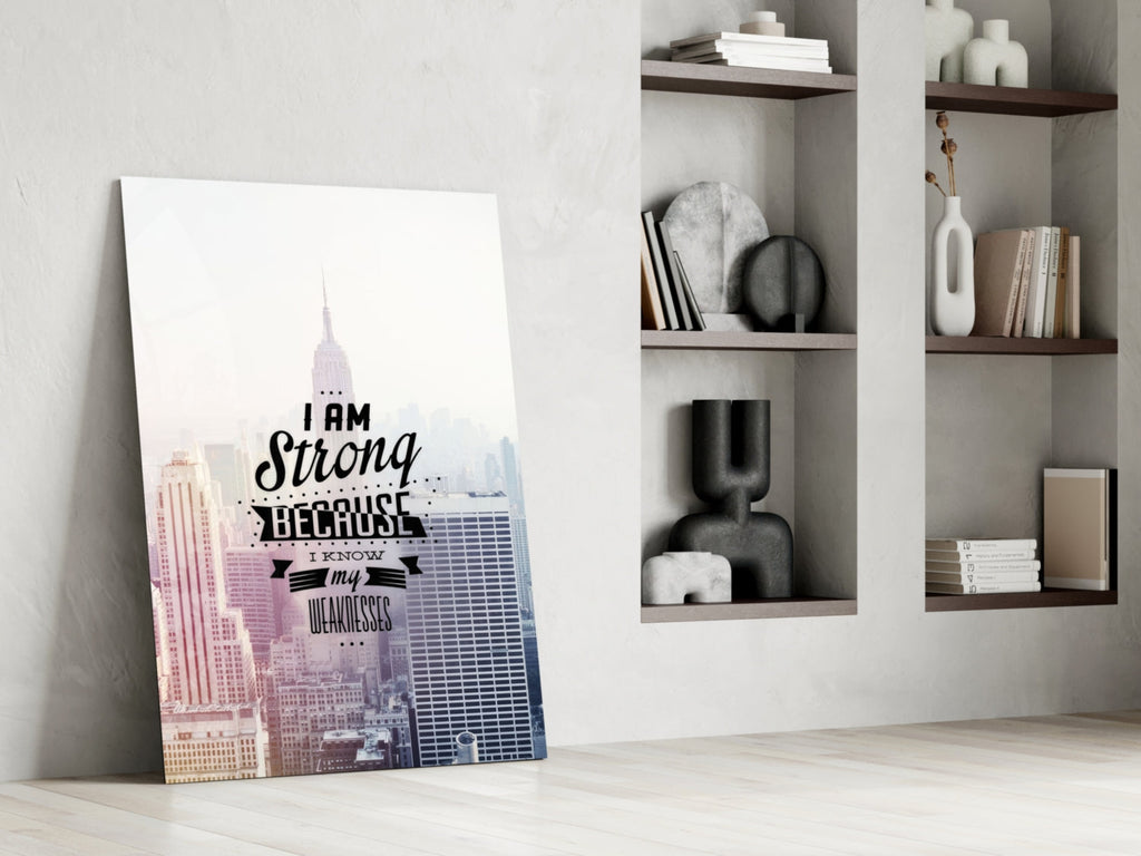 I am Strong Glass Wall Art
