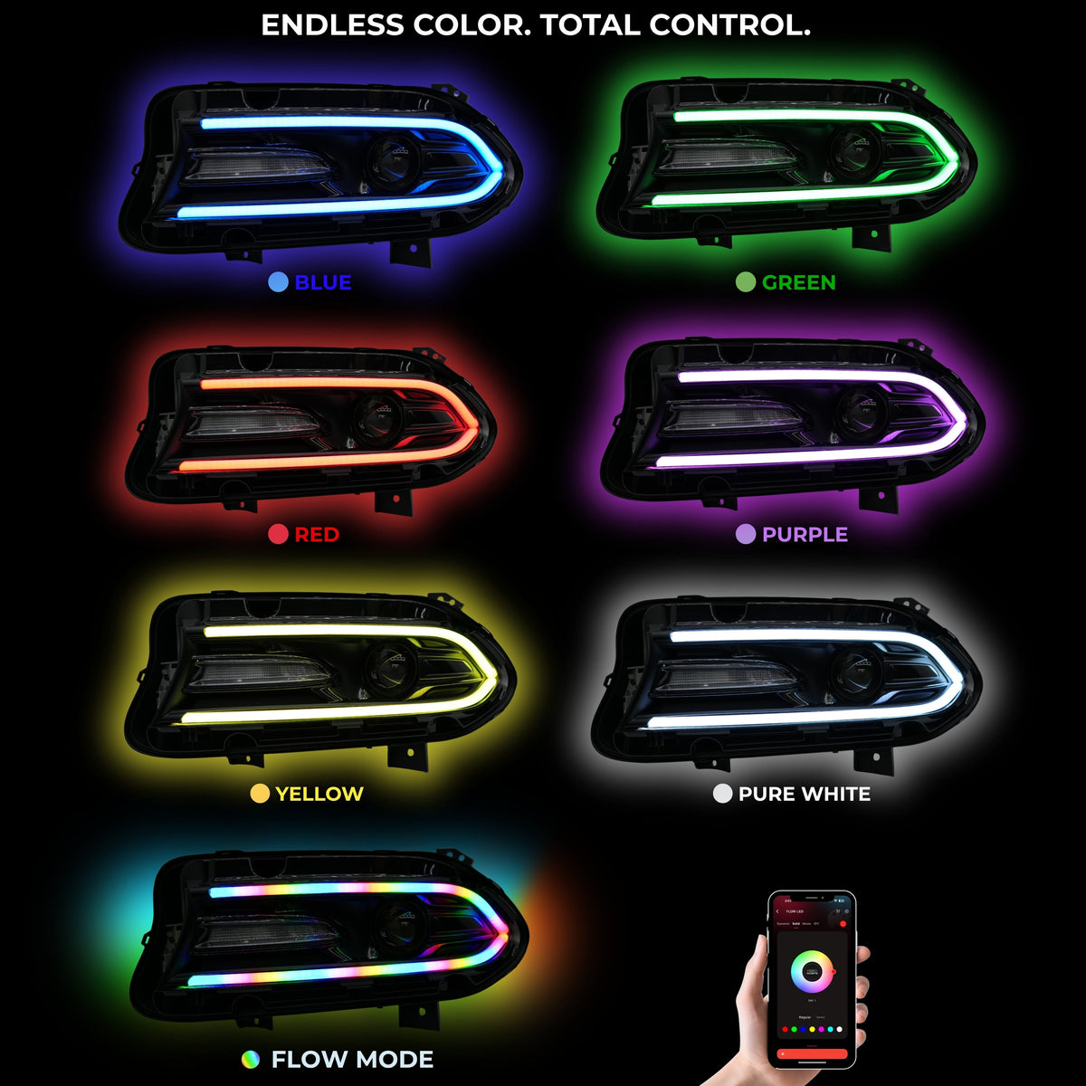 Headlight color options infographic.