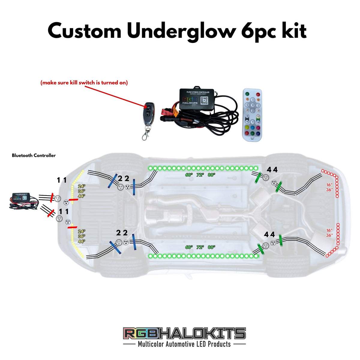 Flow Series LED Underglow Lighting Kit 3.0 | Custom 6pc | Flexible