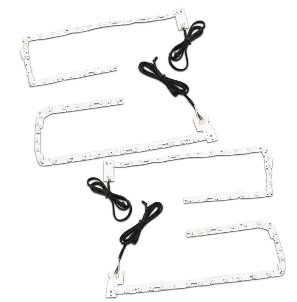 Headlight lighting strips with wiring.