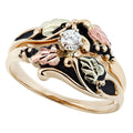 Antiqued Diamond - Black Hills Gold Engagement & Wedding Ring Set