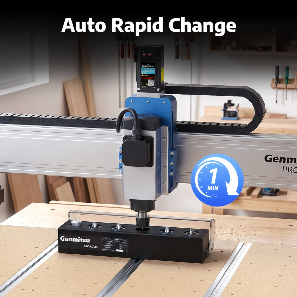 CNC router graphic illustrating automatic tool setting.