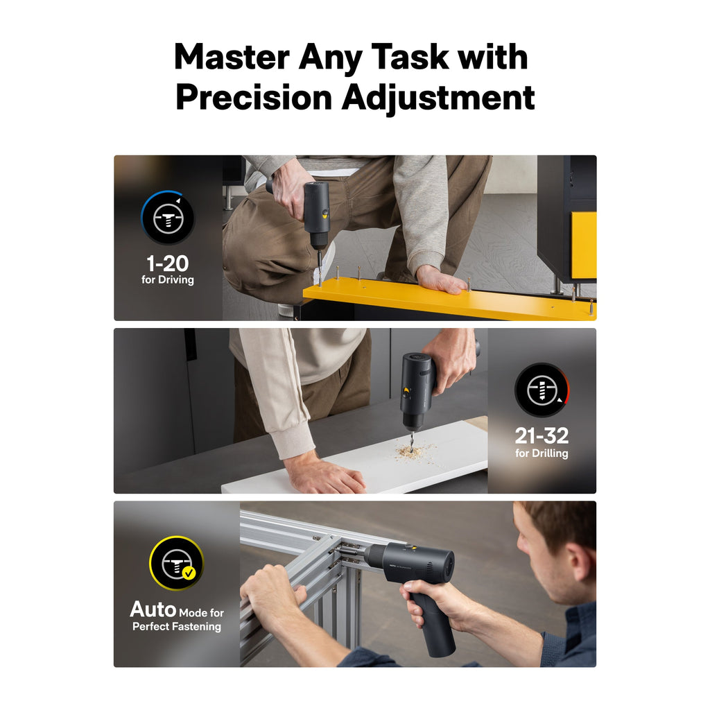 Drill adjustment for different tasks.