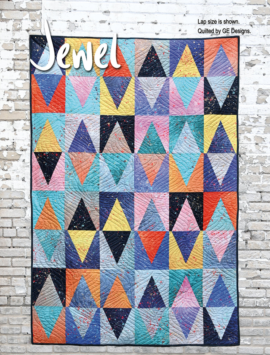 Colorful triangle quilt labeled Jewel.