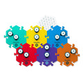 Multicolored pet communication button mats.