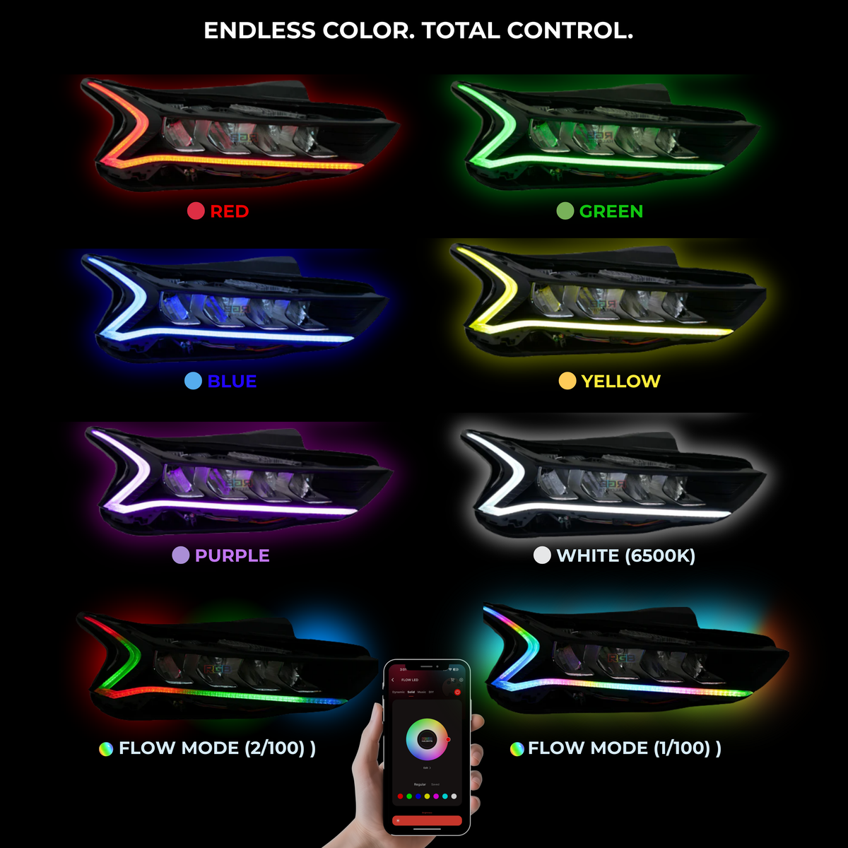 Headlight color options infographic.