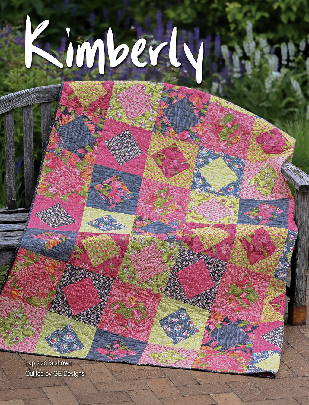 Pink and purple quilt labeled Kimberly.