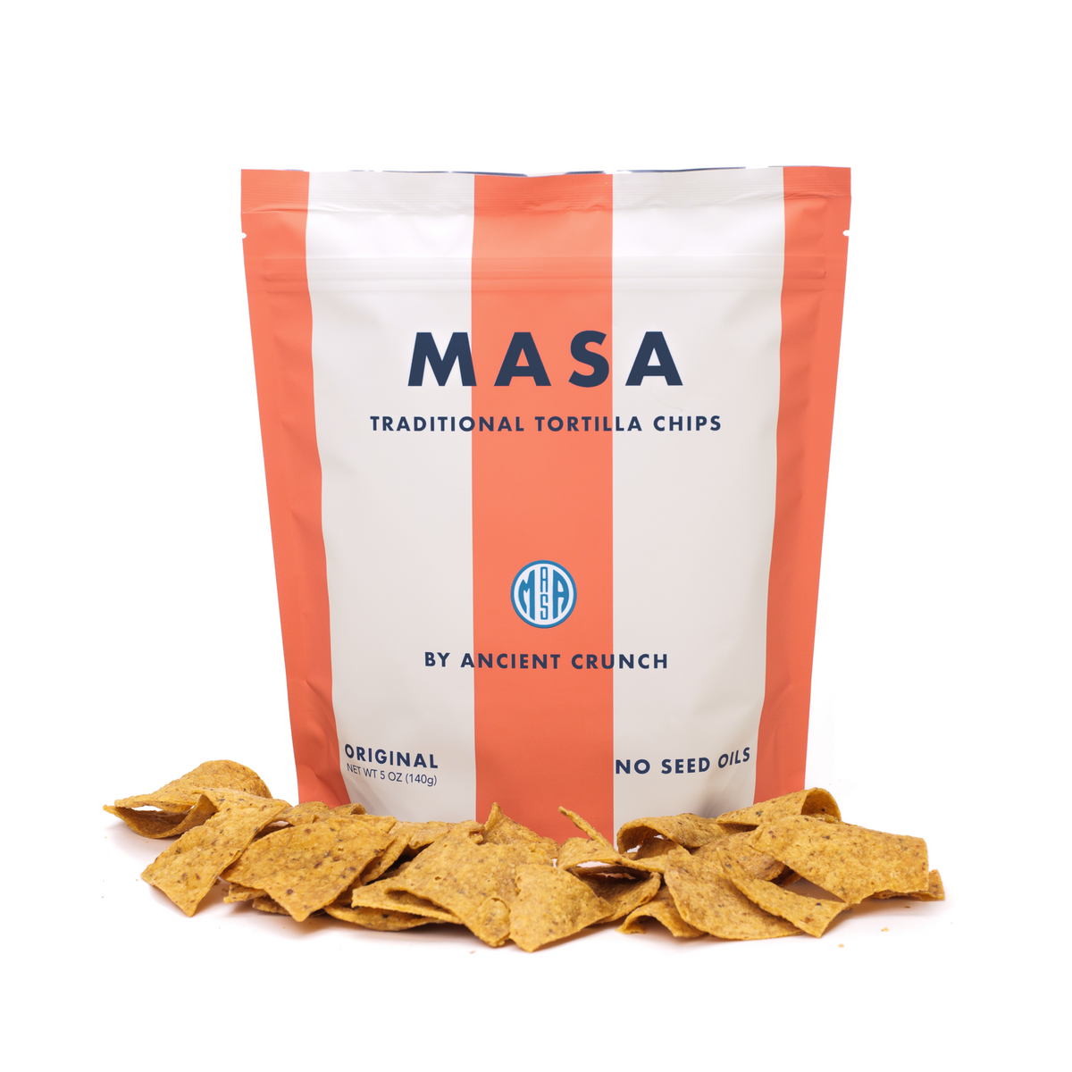 Masa snack bag beside chips.