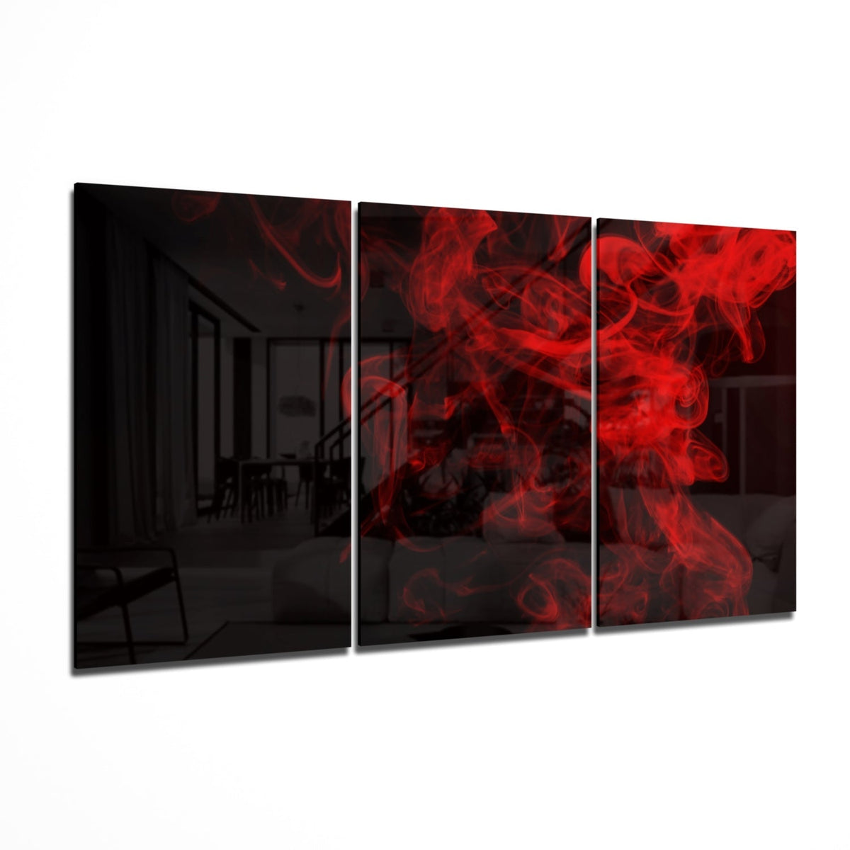 Red Smoke Mega Glass Wall Art
