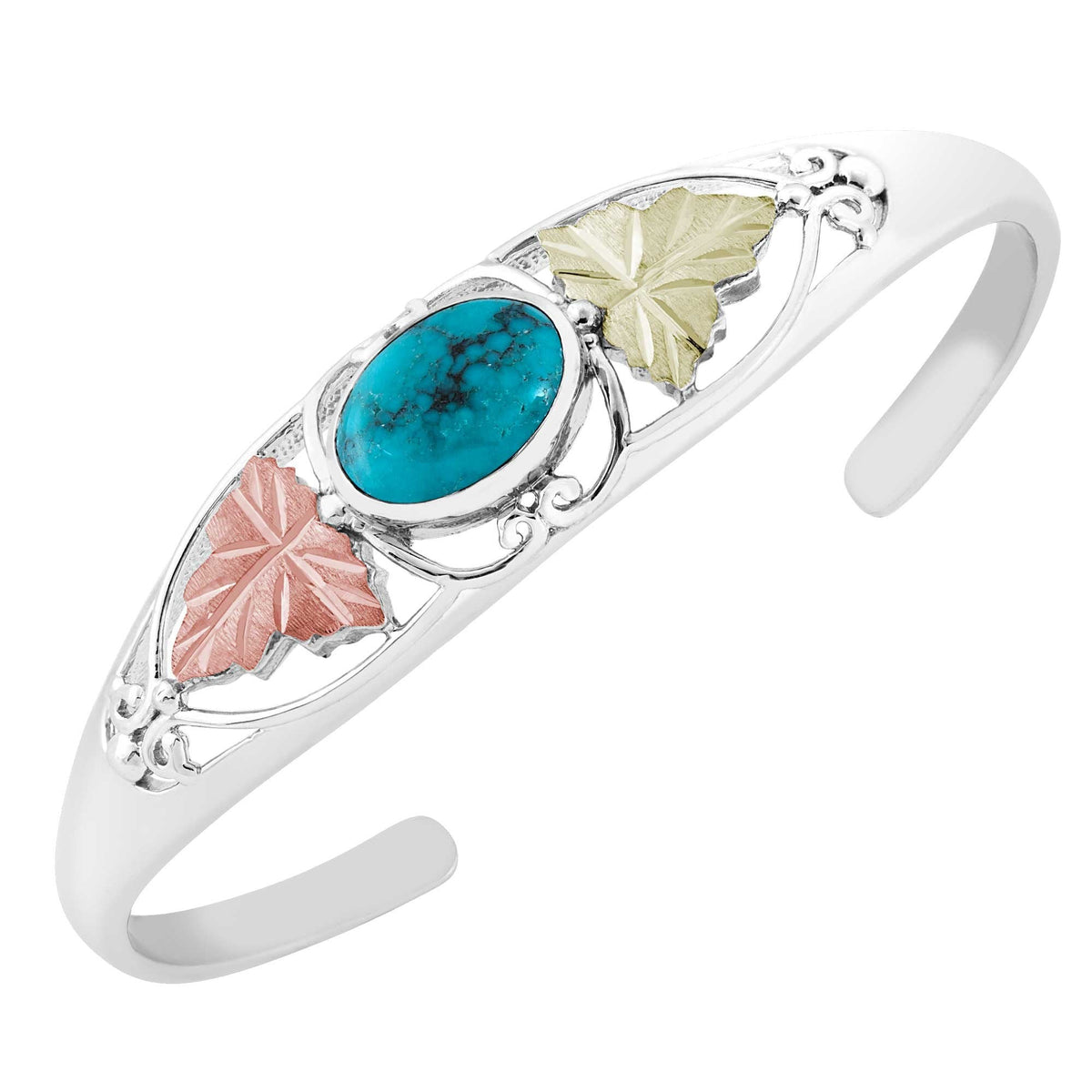 Turquoise - Sterling Silver Black Hills Gold Bracelet