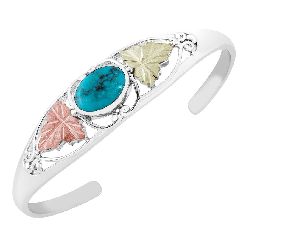 Turquoise - Sterling Silver Black Hills Gold Bracelet