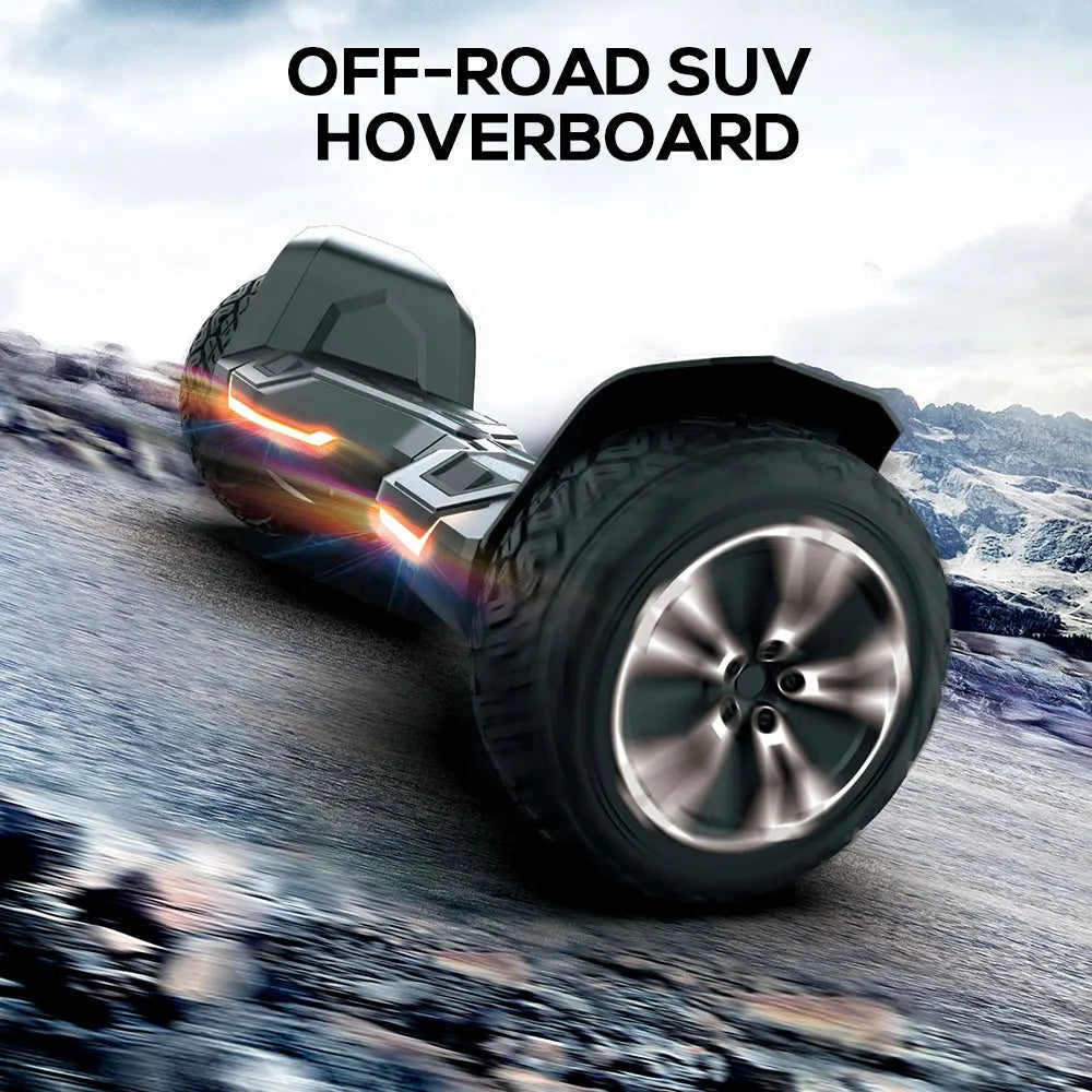 Hoverboard riding on rocky terrain.
