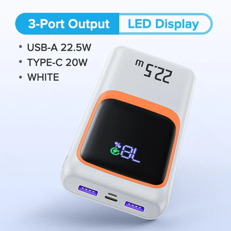 QOOVI 20000mAh Power Bank External Large Battery Capacity PD 22.5W Fast Charging Portable Charger For Samsung iPhone Xiaomi