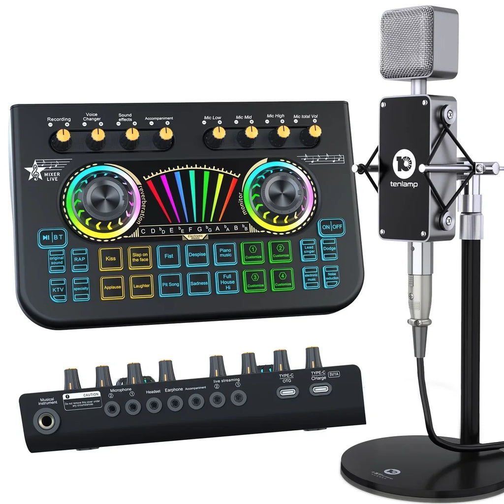 Tenlamp  X3-B333 Mic Mixer Set Podcast Influencer KOL Singing Gaming DJ Mixing Station Controller Equipment Studio Recording Electronic Music Mixer Power Karaoke Machine Available Dynamic Condenser Wireless Microphone Microfo