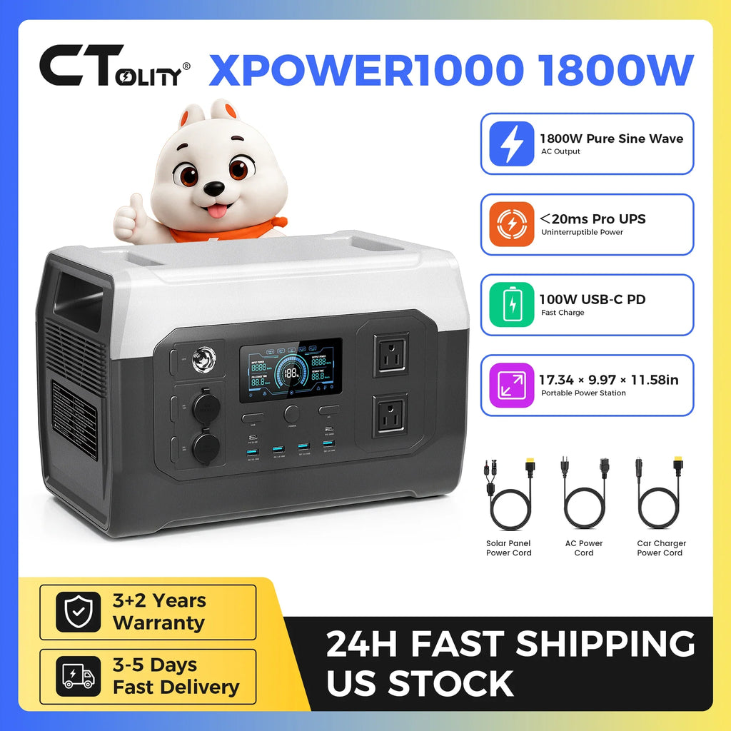 Portable power station promotional graphic.