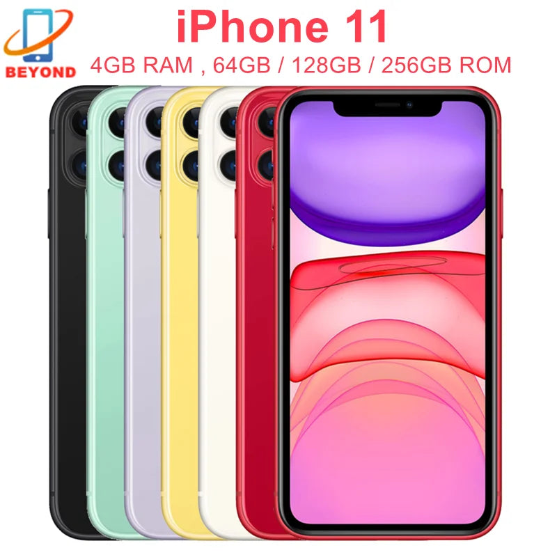Apple iPhone 11 64/128/256GB ROM 6.1" Original Liquid Retina IPS LCD Face ID A13 IOS Genuine iPhone11 Unlocked 4G LTE Cellphone